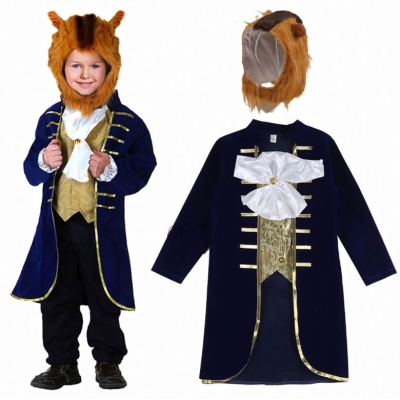 Baby Jungen Kleinkind Halloween Cosplay Beast Prince Kinder Prinz Kostüm mit Kopfbeziehung HCBL-014