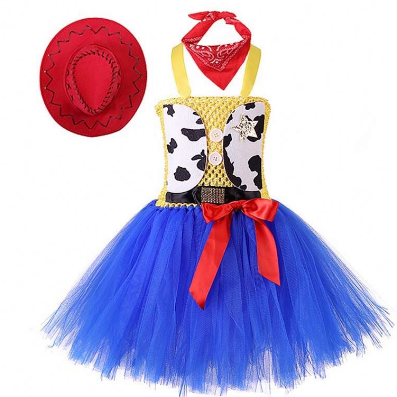 Ostergeburtstagsfeier Dress-up-Kleidung Cowgirl Kostüm für Mädchen 1-12Year mit Bandana Cowboy Hut HCTS-002