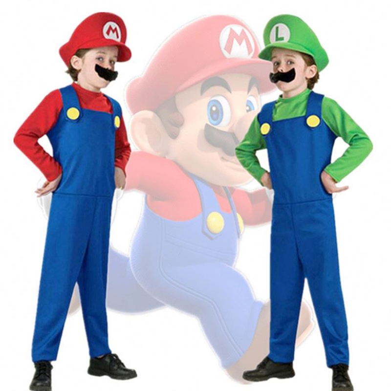 4-12y Kind Super Mari Bros Cosplay Jumpsuit Anzug Junge Mädchen Halloween Anime Fantasy Strampler Luigi Brüder Kleides Kostüm