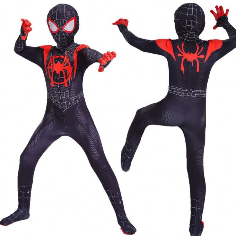 Filmspiel Kostüm Eltern-Kinder Parallele Universum Black Spider Jumpsuit Adult Anime Cosplay Spiderman Halloween Kostüm