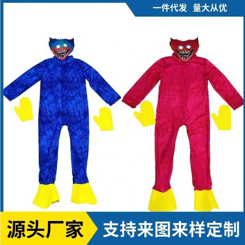 Halloween Poppy Playtime Halloween Cosplay Kostüme Pop Cosplay Blue Mund Monster Kostüm für KidsCarnival Monster Jumpsuit