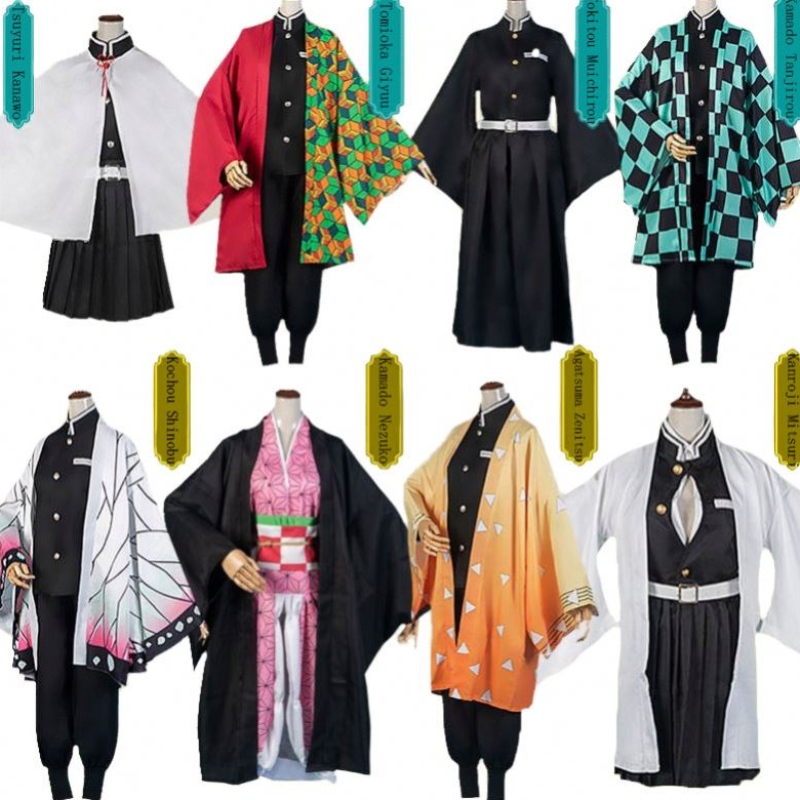 Hot Sale Anime Dämon Slayer Kimetsu Nein Yaiba Tanjirou Kamado Nezuko Cosplay Frauen und Männer Kimono Cosplay Kostüm Sets