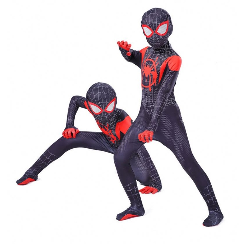 New Miles Morales weit weg von zu Hause Cosplay Kostüm Zentai Spiderman Kostüm Superhelden BodySuit Spandex Anzug für Kinder Mitte gemacht