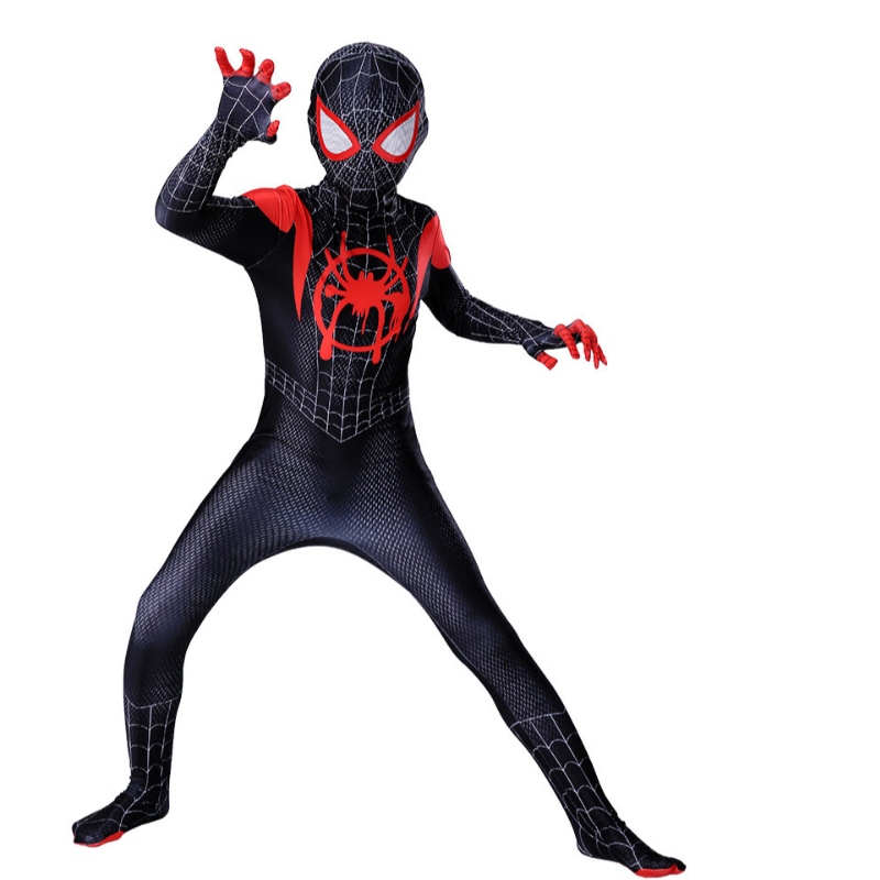 New Miles Morales weit weg von zu Hause Cosplay Kostüm Zentai Spiderman Kostüm Superhelden BodySuit Spandex Anzug für Kinder Mitte gemacht