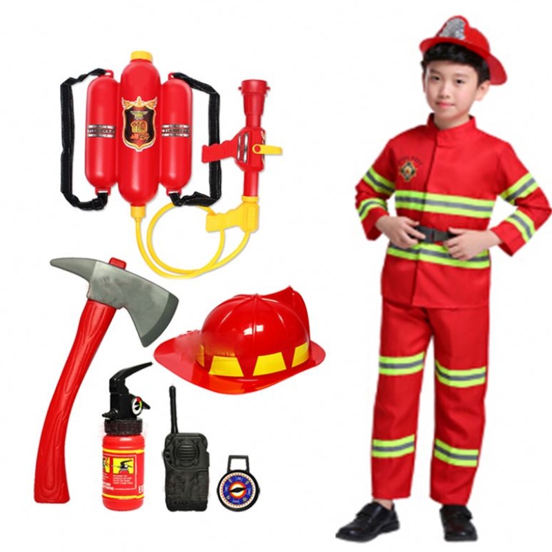 2021 Halloween Cosplay Kinder Feuerwehruniform Kinder Sam Feuerwehrmann Rollenbekleidung Anzug Boy Girl Performance Party Kostüme