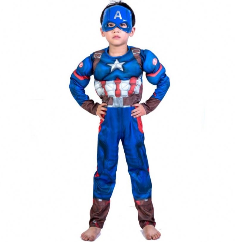 Junge Superhelden Kinder Muskelkapitän Kostüm Kinder Cosplay Super Halloween Kostüme für Kinder Jungen Mädchen