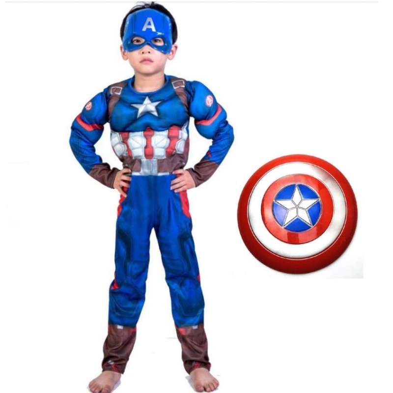 Junge Superhelden Kinder Muskelkapitän Kostüm Kinder Cosplay Super Halloween Kostüme für Kinder Jungen Mädchen