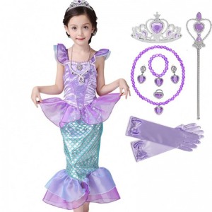 Mädchen Prinzessin kleine Meerjungfrau Kleid Kinder Cosplay Fantastische Kostüm Kinder Karneval Geburtstagsfeier Kleidung Sommerkleid