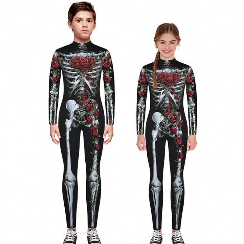Halloween Scary Cosplay -Kostüme für Kinder Skelett Bodysuit Teufel Vampir Karneval Party Kleidung Schädel Kleid Jumpsuit