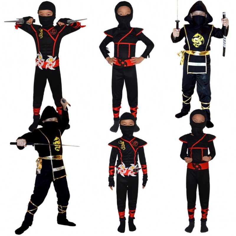 Jungen Mädchen Ninja Cosplay Party Kostüm Kleid Dolch Messer Darts Karneval Helloween Schwertkämpfer Krieger Anzug Kinder Kostüm