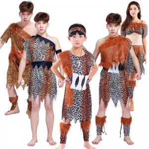 Hot Sale Adult Halloween Cosplay afrikanische Primitive Wild Man Kostüm Kinder Indian Savages Performance Kostüm