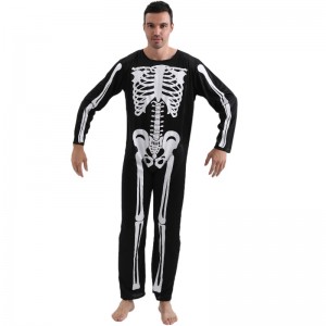 2022 Amazon Erwachsener Jumpsuit Halloween Party Kostüm Overall mit Skelettknochendruck für Männer