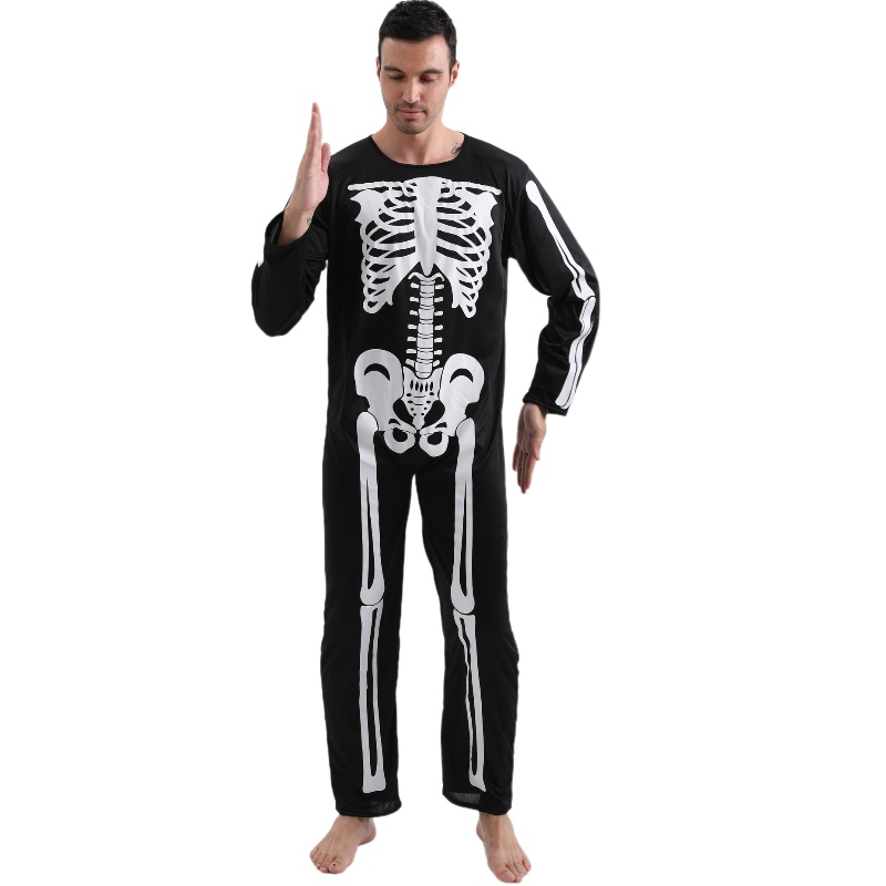 2022 Amazon Erwachsener Jumpsuit Halloween Party Kostüm Overall mit Skelettknochendruck für Männer