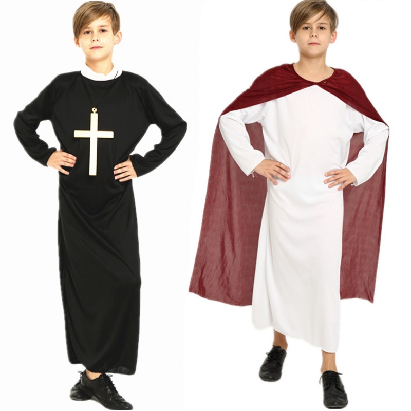 Halloween -Kostüme Maskerade für Jungen Mädchen Roben Priester Väter Missionare Jesuiten Christentum Kostüme für Kinder