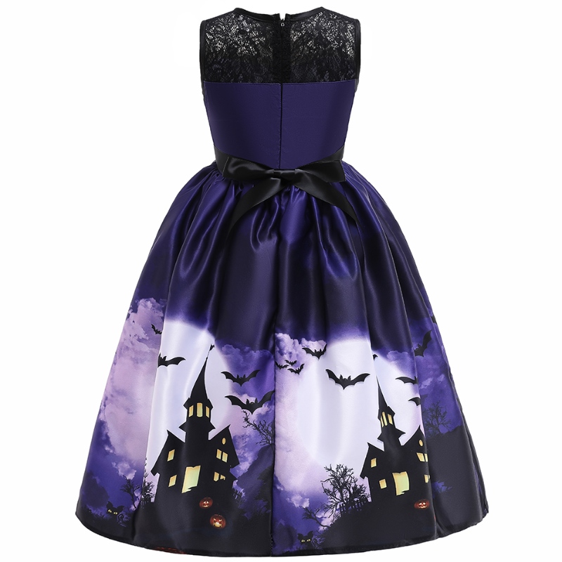 2022 Halloween Dress Fledermaus gedruckter ärmellose Vintage -Kleid