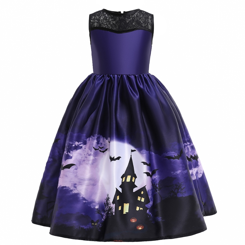 2022 Halloween Dress Fledermaus gedruckter ärmellose Vintage -Kleid