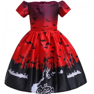 2022 Amazon Halloween Kostüm Cartoon Satin Print Children \'s Show -Kleid