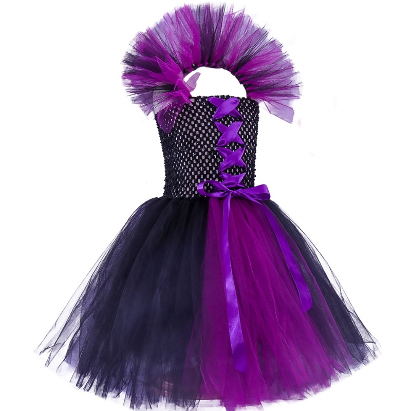 Amazon Hot Selling Children 's Halloween Dress Girls Tutu Kleid Witch Kleid Stirnband