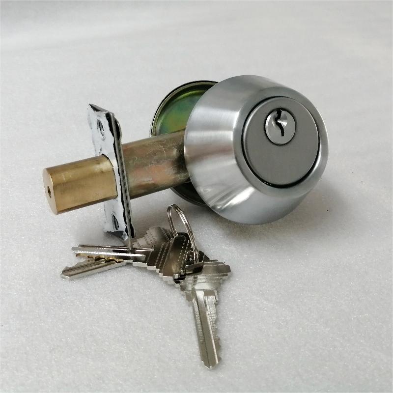 3502 Zinklegierung hochgradiger Single-Zylinder-Deadbolt-Lock-Satin-Nickel, zeitgenössischer Rundschrank-Türknauf Schloss