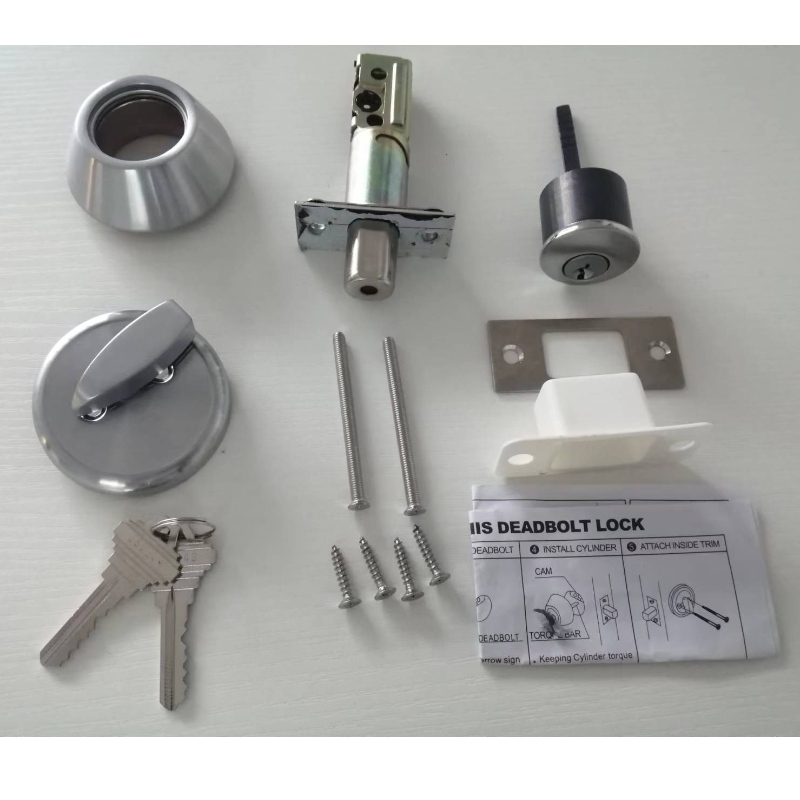 3502 Zinklegierung hochgradiger Single-Zylinder-Deadbolt-Lock-Satin-Nickel, zeitgenössischer Rundschrank-Türknauf Schloss