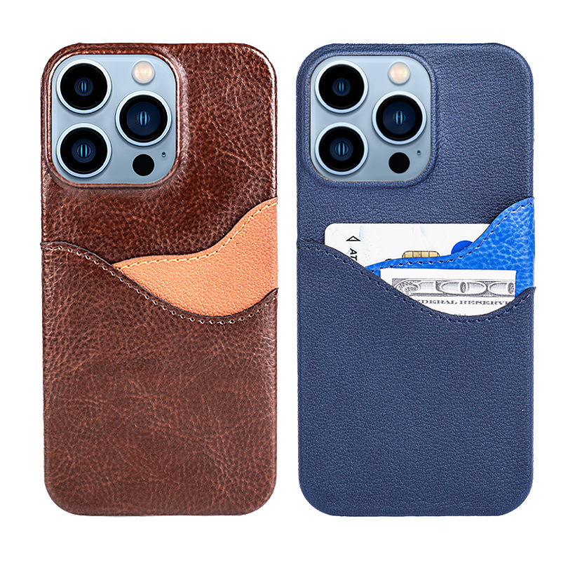 Geeignet für Apple iPhone 14pro Fall, doppelte Kartentasche Farbe passend Lederetui, TPu360 Grad umfassende Schutztasche