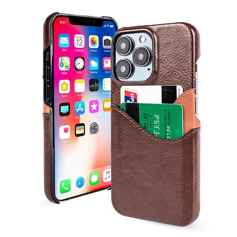 Geeignet für Apple iPhone 14pro Fall, doppelte Kartentasche Farbe passend Lederetui, TPu360 Grad umfassende Schutztasche