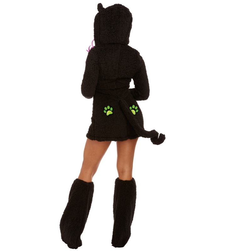 FUZZY BLACK CAT COSTUME