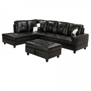 Faux Leder Sektional Sofa Wohnzimmer Sofa Set mit Stauraum