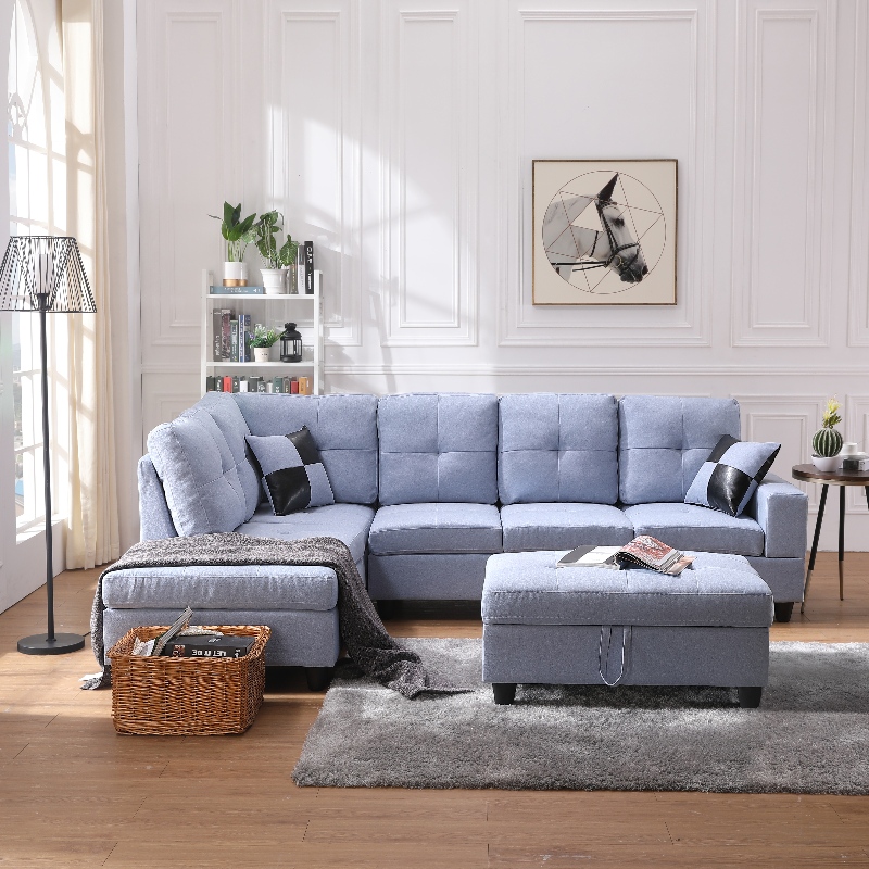 Stoffe Sektional Sofa Wohnzimmer Sofa Set mit Stauraum