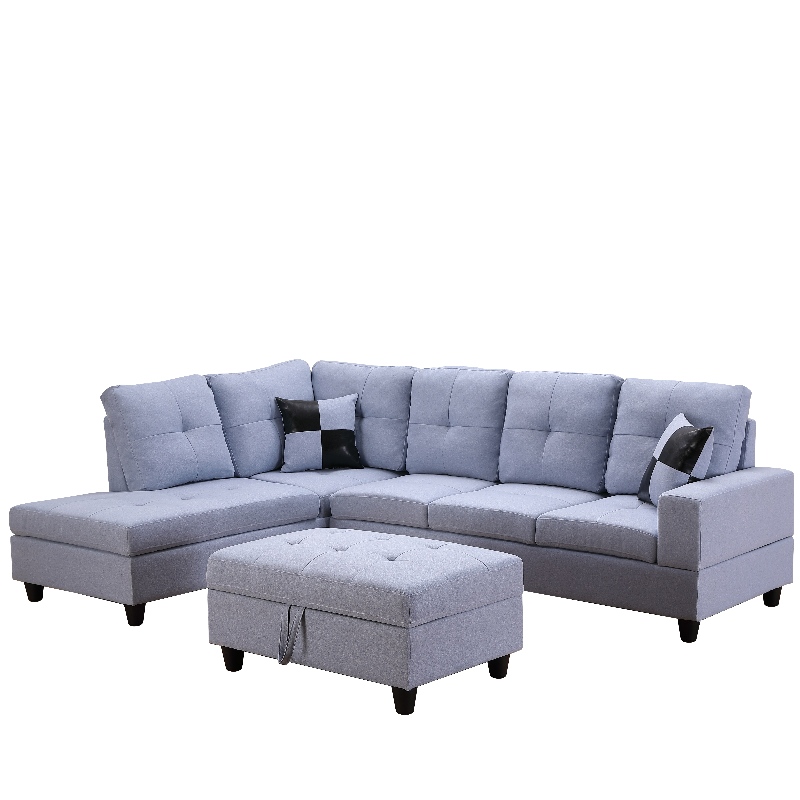 Stoffe Sektional Sofa Wohnzimmer Sofa Set mit Stauraum