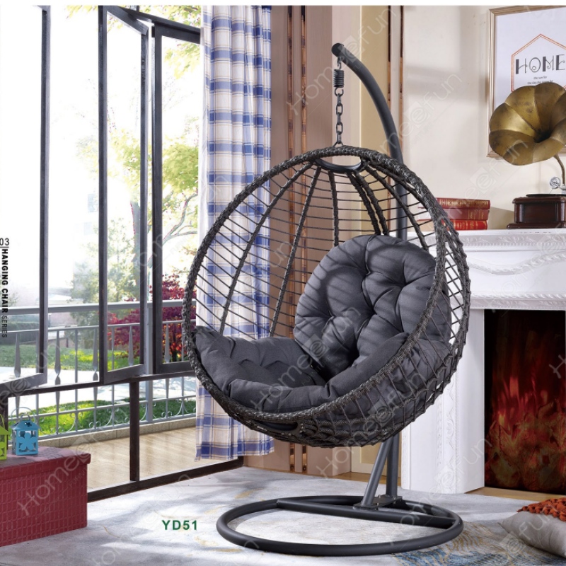 Im modernen Indoor-Stil schwingt hängender Eierstuhl im Freien Schaukeln Terrasse gewebter Rattan-Schaukel Garten weben hängender Eierstuhl