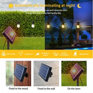 48ft Solar Outdoor RGB -Saitenleuchten, dimmbare Terrassenschnurleuchten mit 2 Fernbedienung, Solarschulenleuchten wasserdicht mit 15 hängenden Lampenleuchten für Gartenbistro, Party
