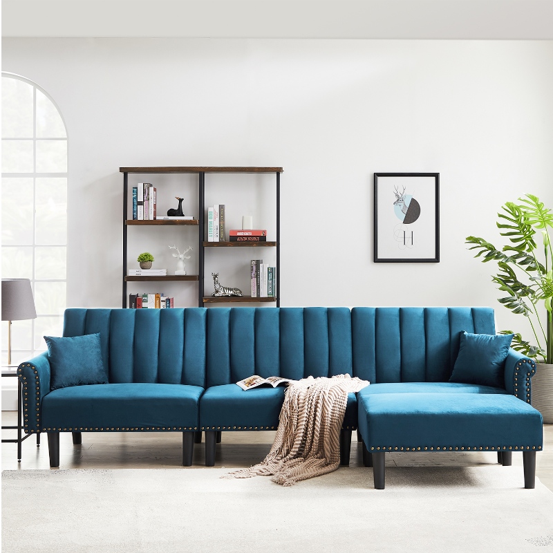 Stoff -Chaise -Abschnittsofa Wohnzimmersofa Bett