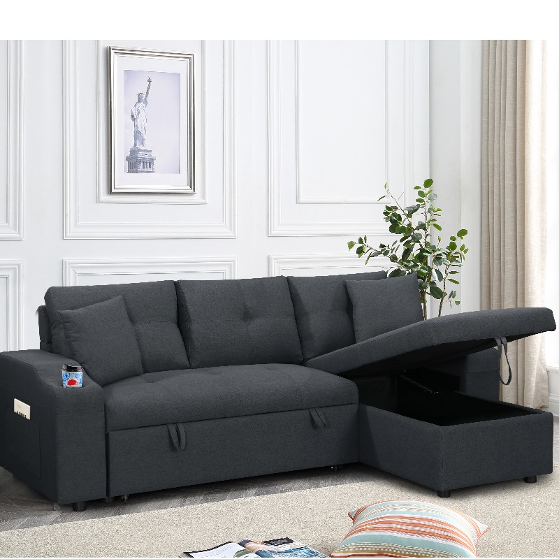 Stoff Right Chaise Sectional Sofa Wohnzimmer -Sofa Bett mit Osmanisch