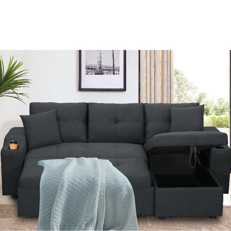 Stoff Right Chaise Sectional Sofa Wohnzimmer -Sofa Bett mit Osmanisch