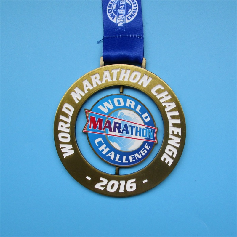 Custom Design World Marathon Challenge Spin -Medaille