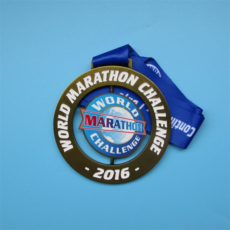 Custom Design World Marathon Challenge Spin -Medaille