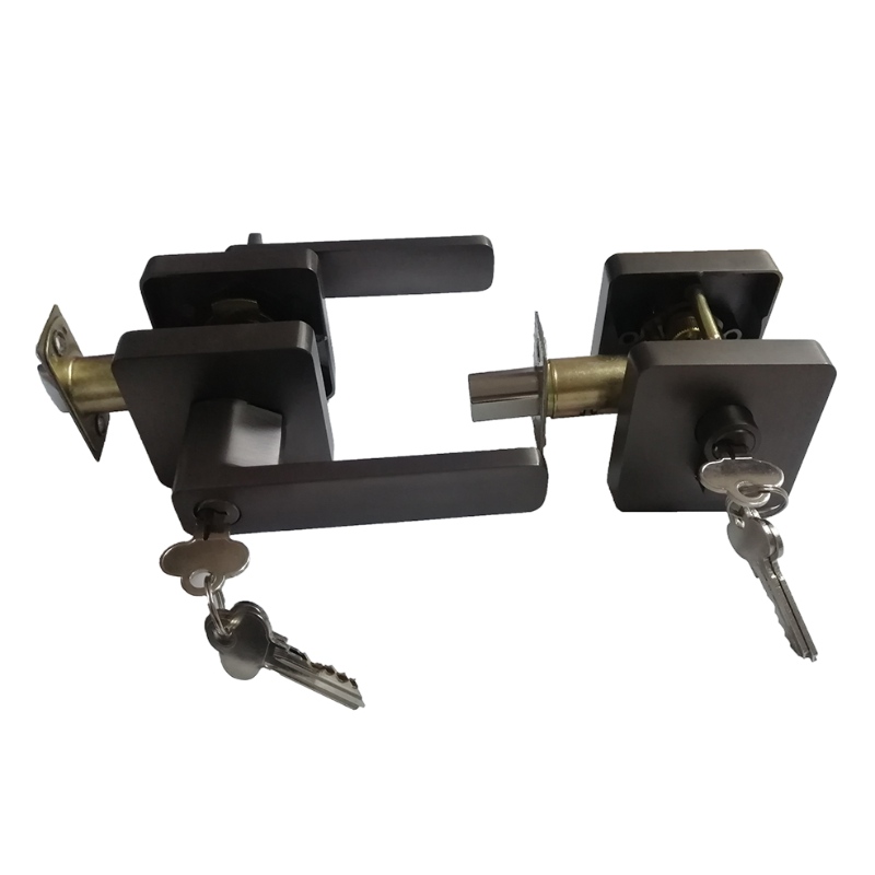 78001 Square -Eingangshebel mit Doppelzylinder -Deadbolt -Set gleichermaßen Combo -Schloss (für Büro und Haustür), Heavy -Duty -Eingangstür -Schlosser, 1 Pack