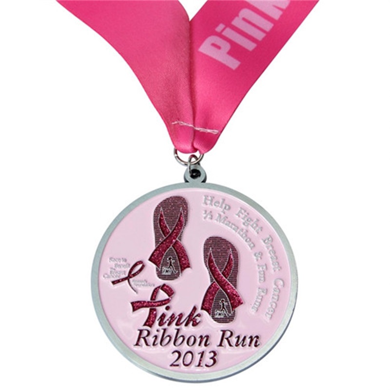 Rosa Druckmedaillen für Frauen Custom Metal Sport Marathon Medaille mit Band