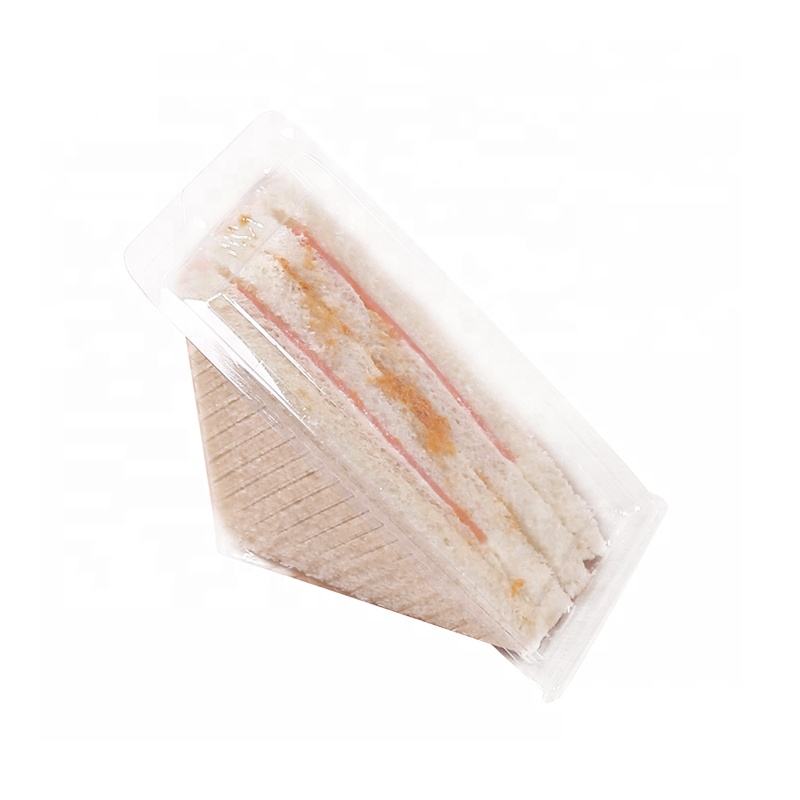 Clear Triangle Box Verpackung Großhandel Plastik Food Custom Etikett Einweg schöner Sandwich und Kuchenkunde Logo Pet, PLA, PLA