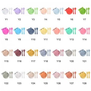 Baby Fütterungsset Silikonschüssel Löffel Gabel für Kleinkind Kinder süße Tier Silicon Bowl Set Bären Futter Fütterung Babypteschine für Kinder Vorräte