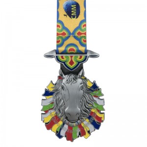 Speziales Design Antique Silber verteilte 4D -Sportmedaillen und Ribbon -Gedenkmedaillen