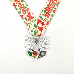 Silbermedaille Santa Running Medaille Custom Medaille Geschenk für Weihnachten