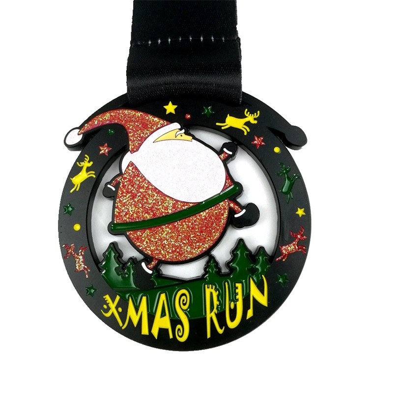 Maßgeschneiderte Medaille Santa Running Medaille Custom Medaille Geschenk für Weihnachtsmetallmedaillen