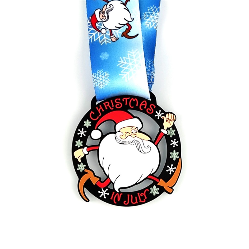 Maßgeschneiderte Medaille Santa Running Medaille Custom Medaille Geschenk für Weihnachtsmetallmedaillen