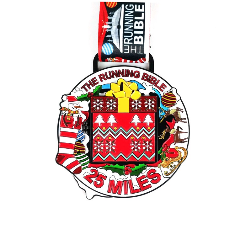 Maßgeschneiderte Medaille Santa Running Medaille Custom Medaille Geschenk für Weihnachtsmetallmedaillen