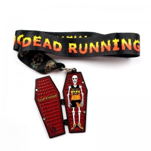 Metal-Die-Guss 7/8-Zoll-Matte Black Metall Medal Halloween Clamshell Sportmedaillen