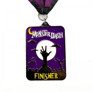 Metallstabguss mattes Black Metall-Medaille Halloween Flip-Open-Sportmedaillen