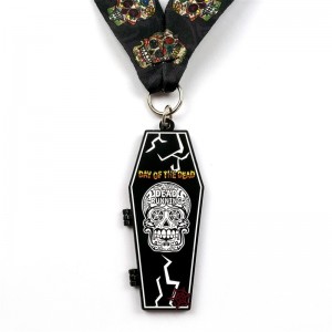 Metallstabguss mattes Black Metall-Medaille Halloween Flip-Open-Sportmedaillen