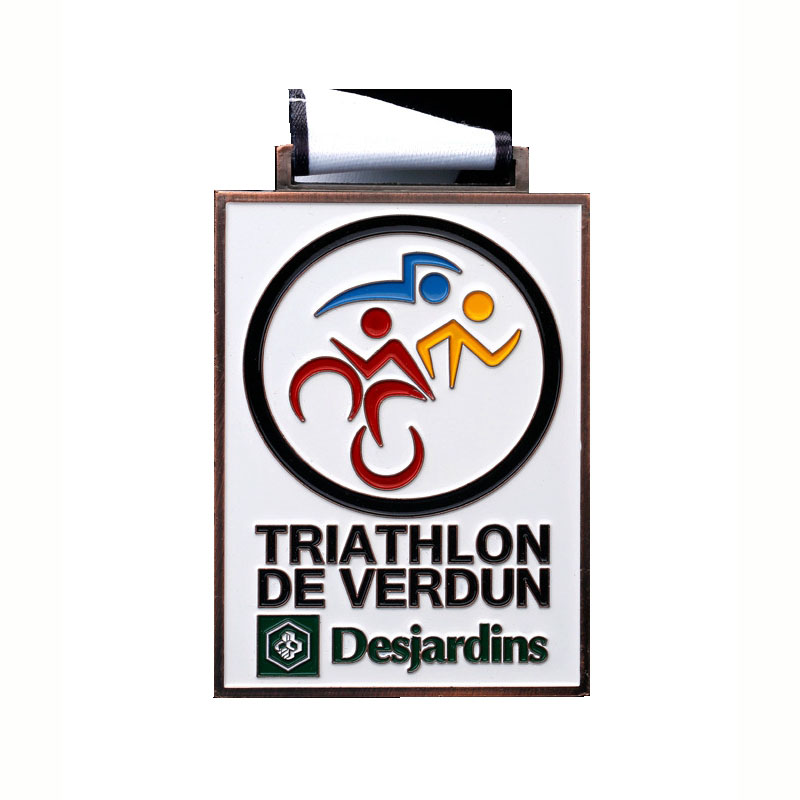 Custom Shape Logo Metall Sportmedaille für Wholesales -Triathlonmedaille